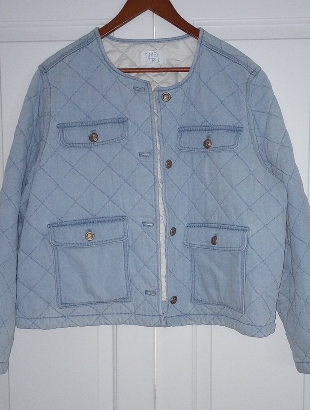 Time And Tru Women's Light Blue Quilted Cotton Jacket Size XXL (20)